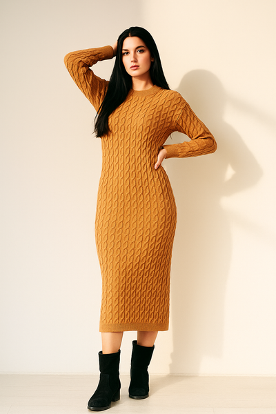 Cozy Cable Knit Bodycon Dress