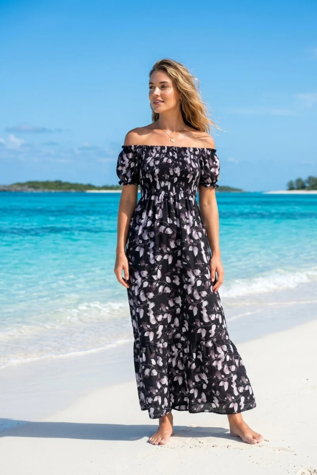 Basic Wear Club | Mixed Floral Short Sleeves Maxi Dress | Flowy Summer Dress for Women in Egypt