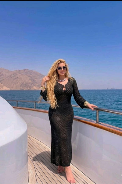 Basic Wear Club | Coastal Crochet Beach Cover-Up Maxi Dress | Elegant Swim Cover-Up for Women in Egypt