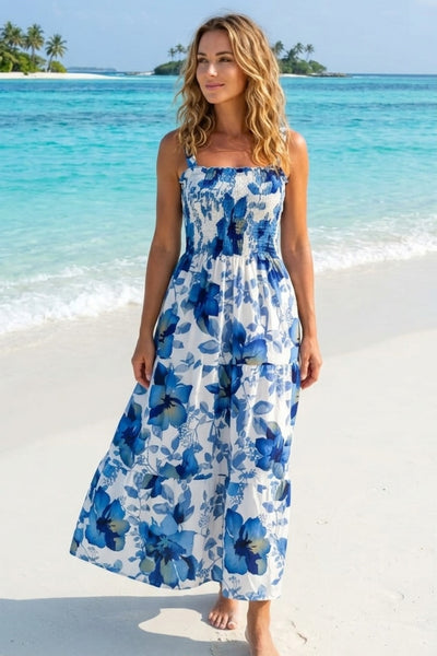 Basic Wear Club | Flory Rayon Cotton Sleeveless Maxi Dress | Summer Dress for Women