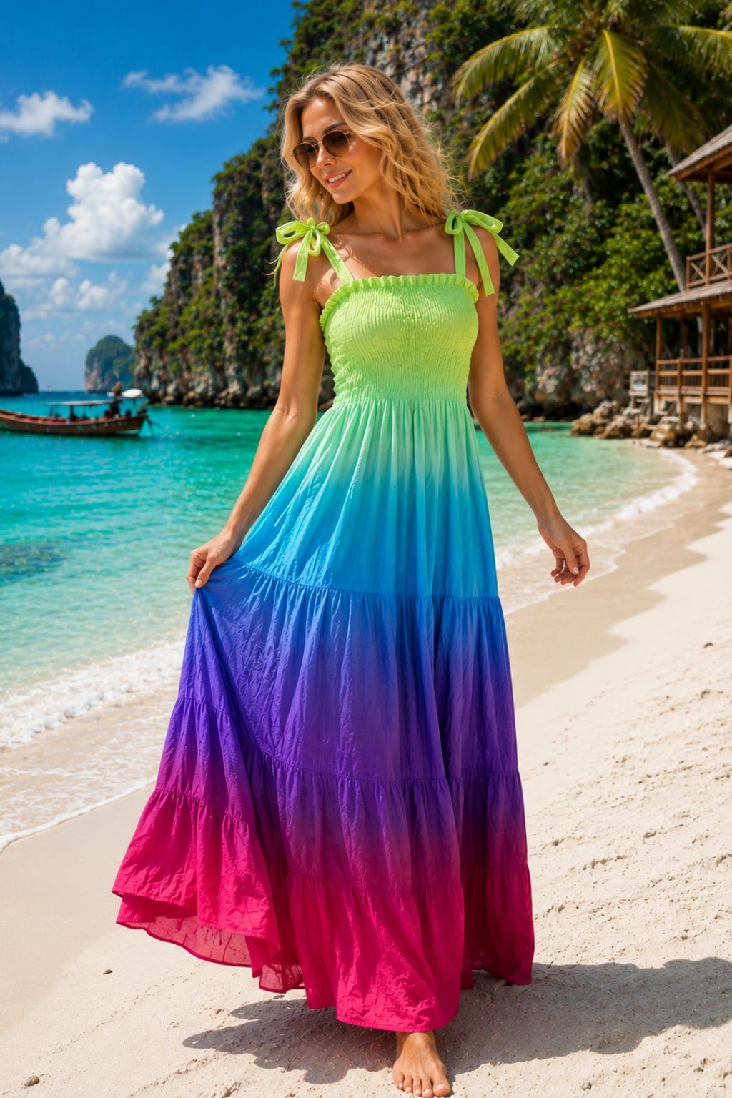 Tie-Strap Tiered Beach Maxi dress | Basic Wear Club