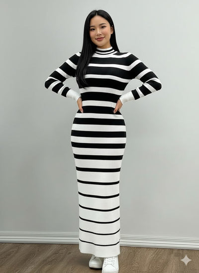 Striped Bodycon Knit Dress β Sleek and Stylish