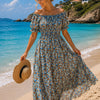 Basic Wear Club | Floral Rayon Cotton Short Sleeves Maxi Dress | Summer Beach Dress for Women