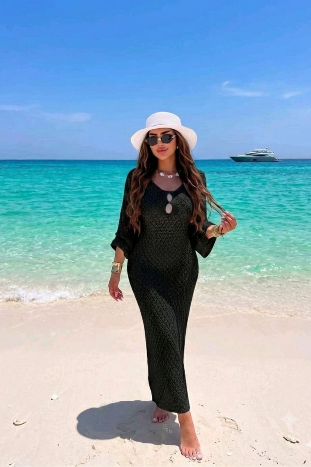 Basic Wear Club | Coastal Crochet Beach Cover-Up Maxi Dress | Elegant Swim Cover-Up for Women in Egypt