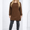 Women’s Knit Sweater Dress – Mock Neck, Long Sleeve, Front Pocket