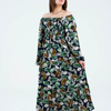 Floral Long Sleeves Rayon Dress