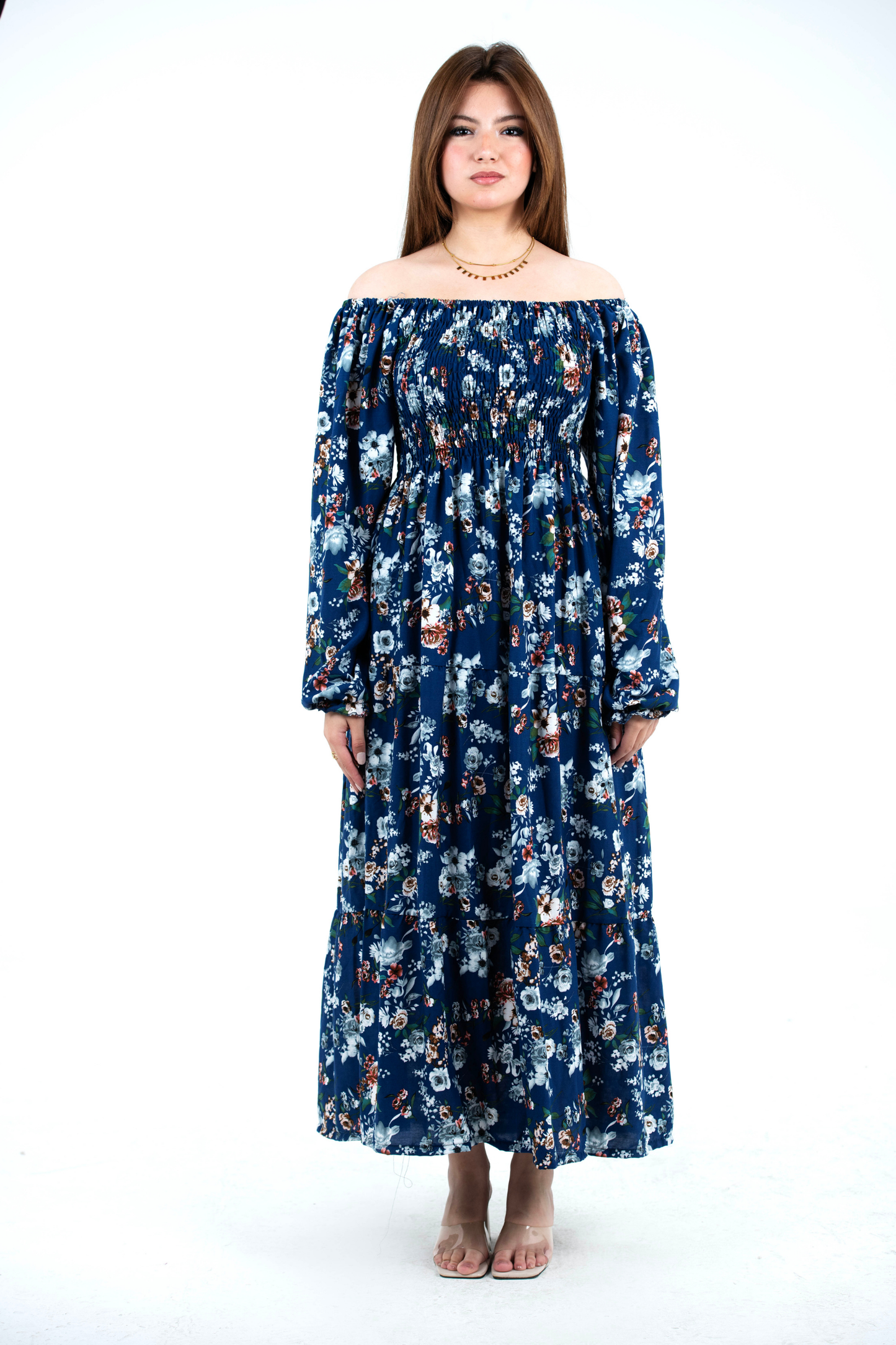 Floral Long Sleeves Rayon Dress