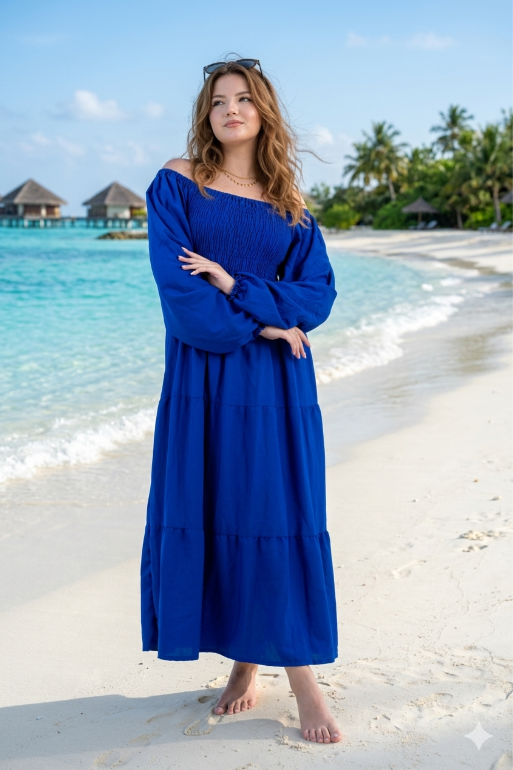 Basic Wear Club | Plain Long Sleeves Rayon Cotton Dress – Casual Summer Dress for Women