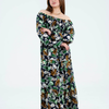 Floral Long Sleeves Rayon Dress