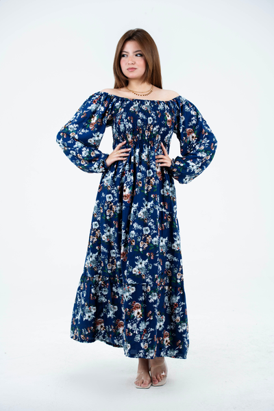 Floral Long Sleeves Rayon Dress