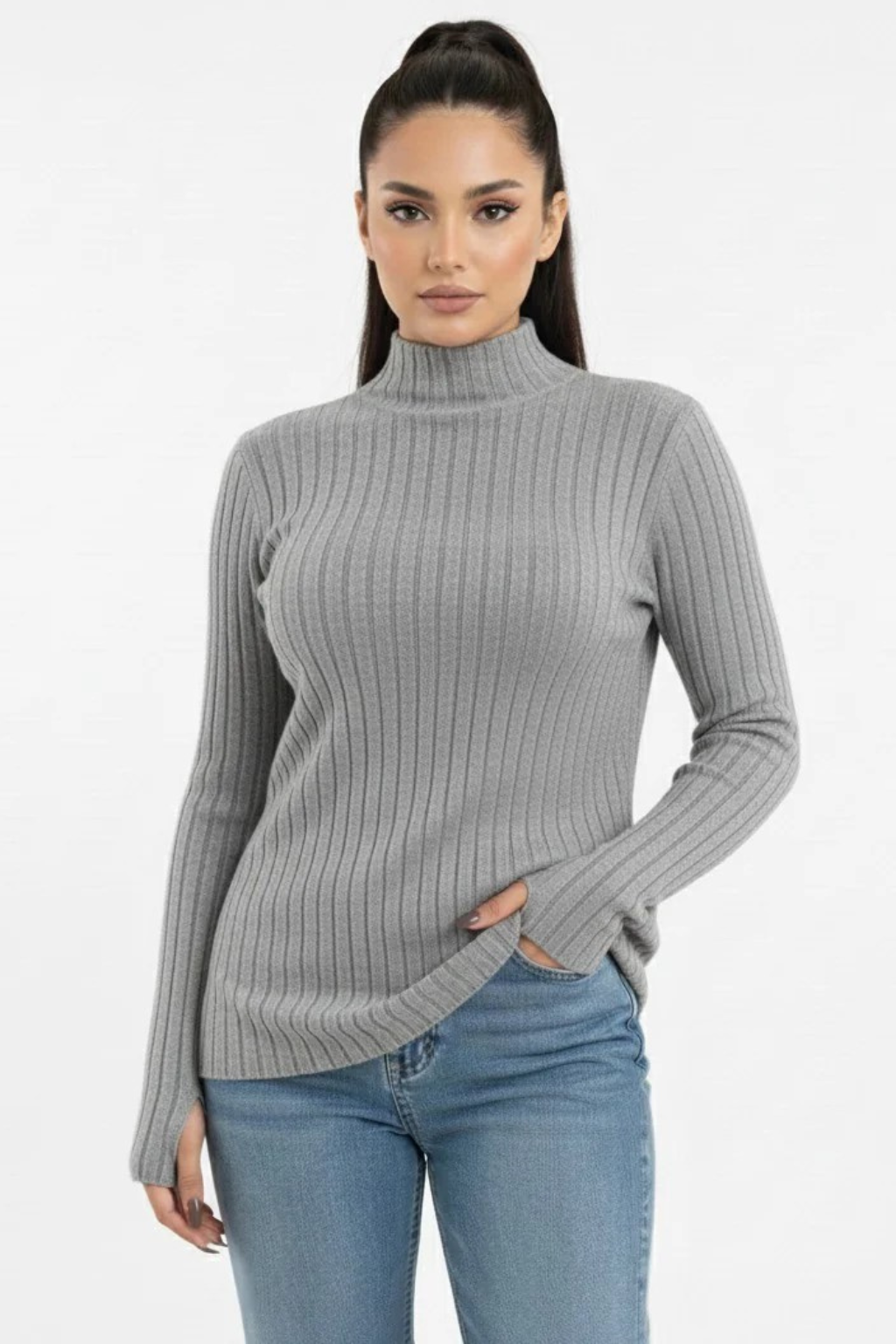 Turtleneck Knit Basic Sweater