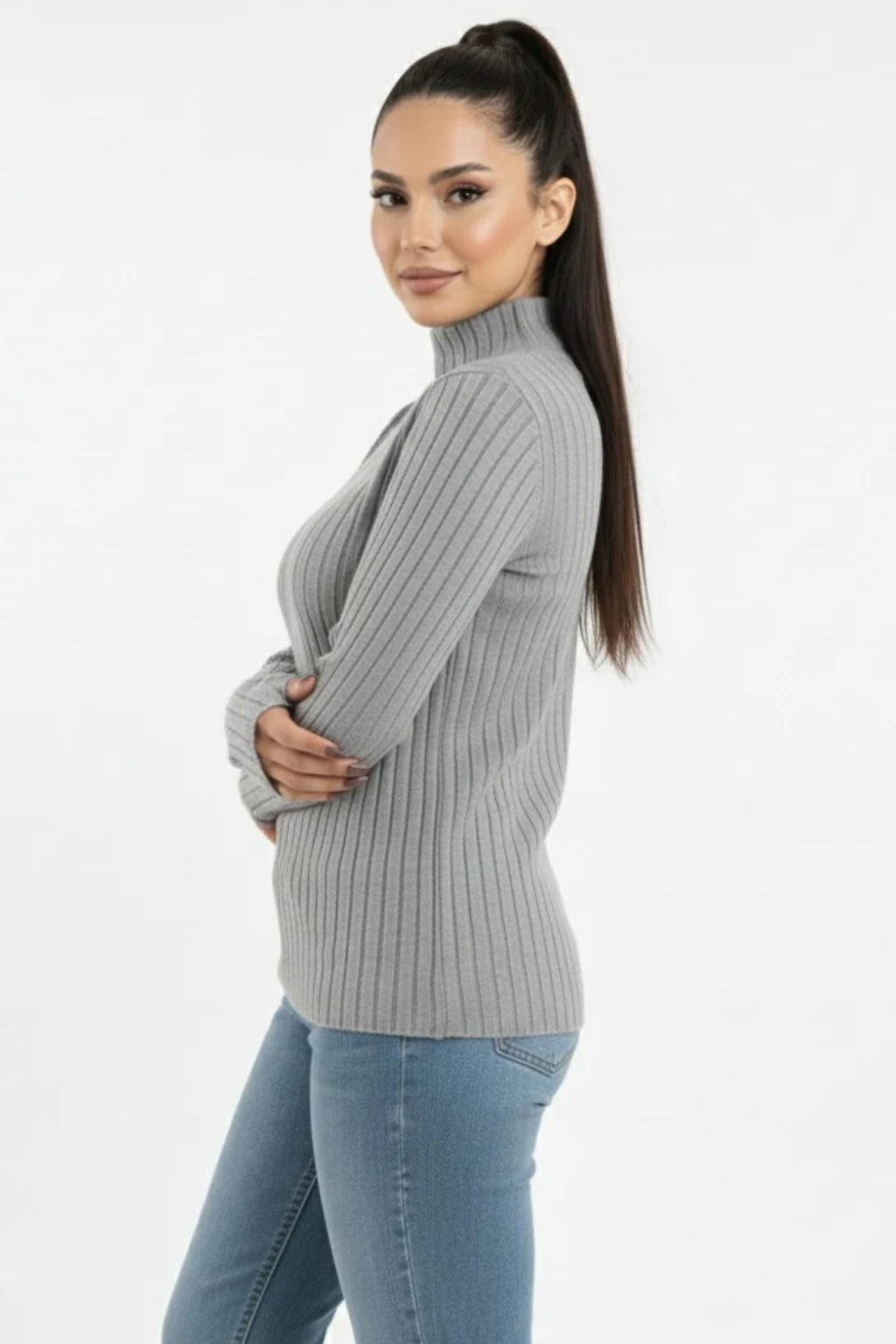 Turtleneck Knit Basic Sweater