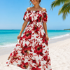 Basic Wear Club | Flory Rayon Cotton Short Sleeves Maxi Dress | Summer Dress for Women