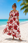 Basic Wear Club | Flory Rayon Cotton Short Sleeves Maxi Dress | Summer Dress for Women