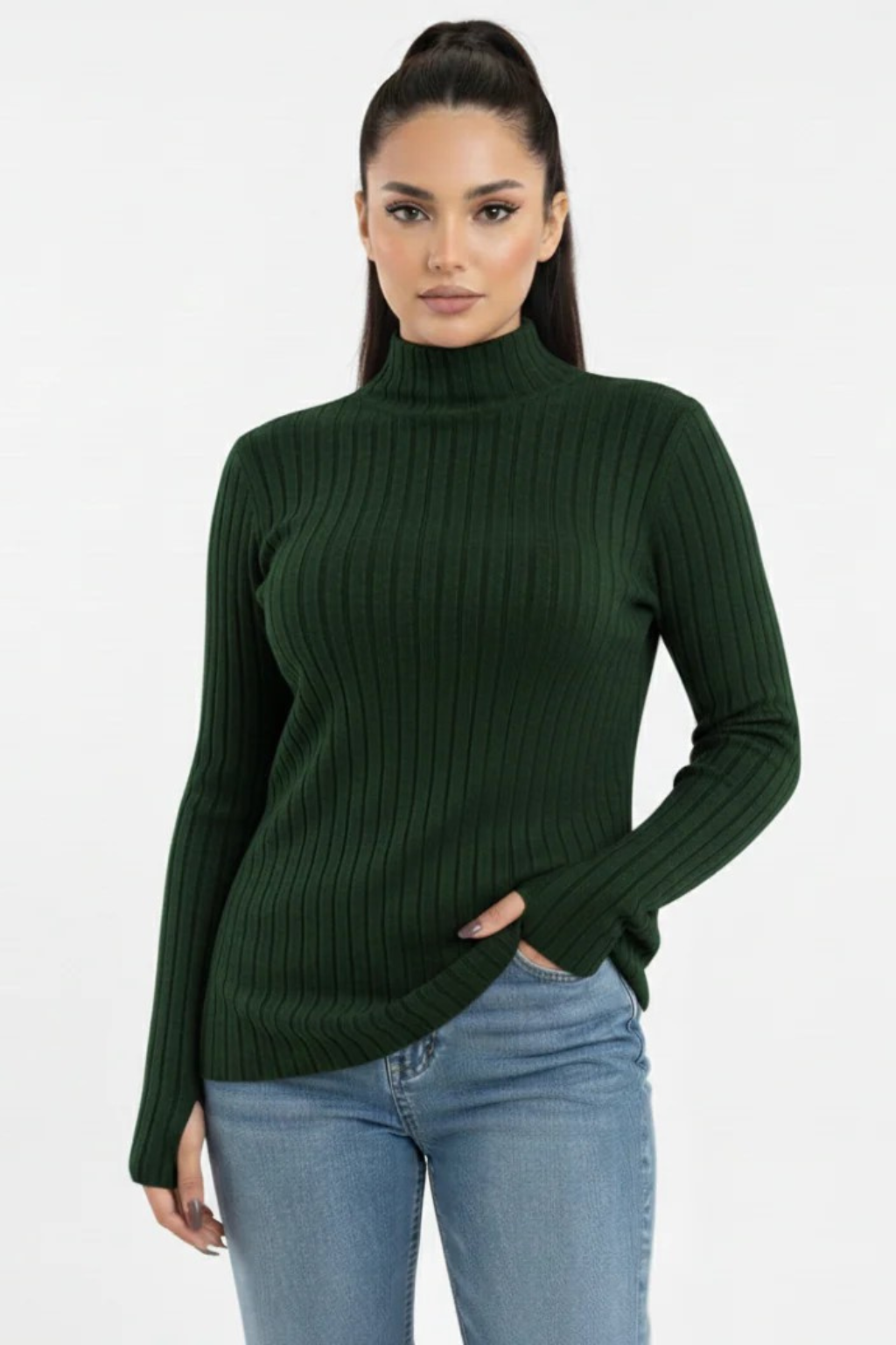 Turtleneck Knit Basic Sweater
