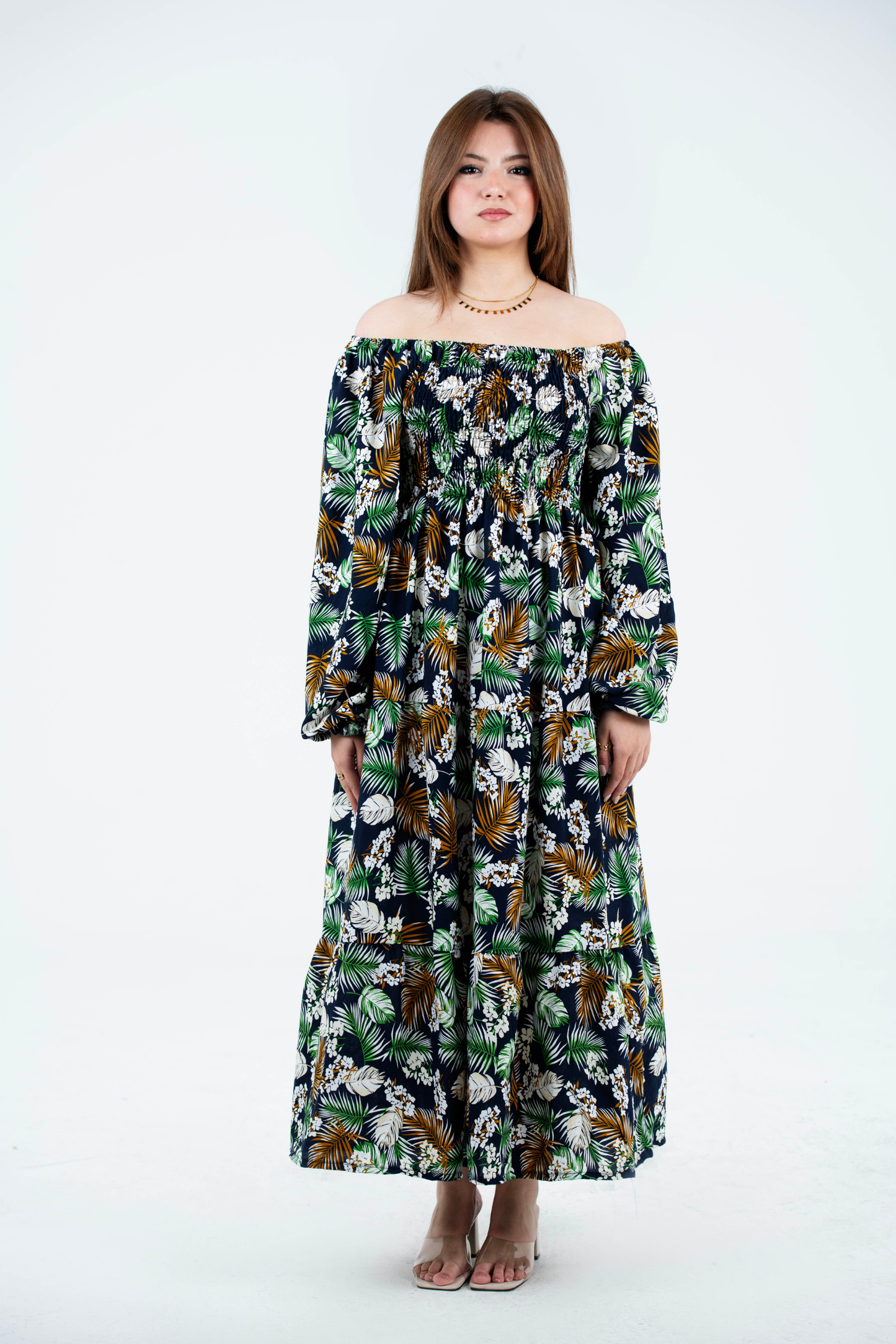 Floral Long Sleeves Rayon Dress