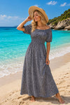Basic Wear Club | Floral Rayon Cotton Short Sleeves Maxi Dress | Summer Beach Dress for Women