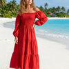 Basic Wear Club | Plain Long Sleeves Rayon Cotton Dress – Casual Summer Dress for Women