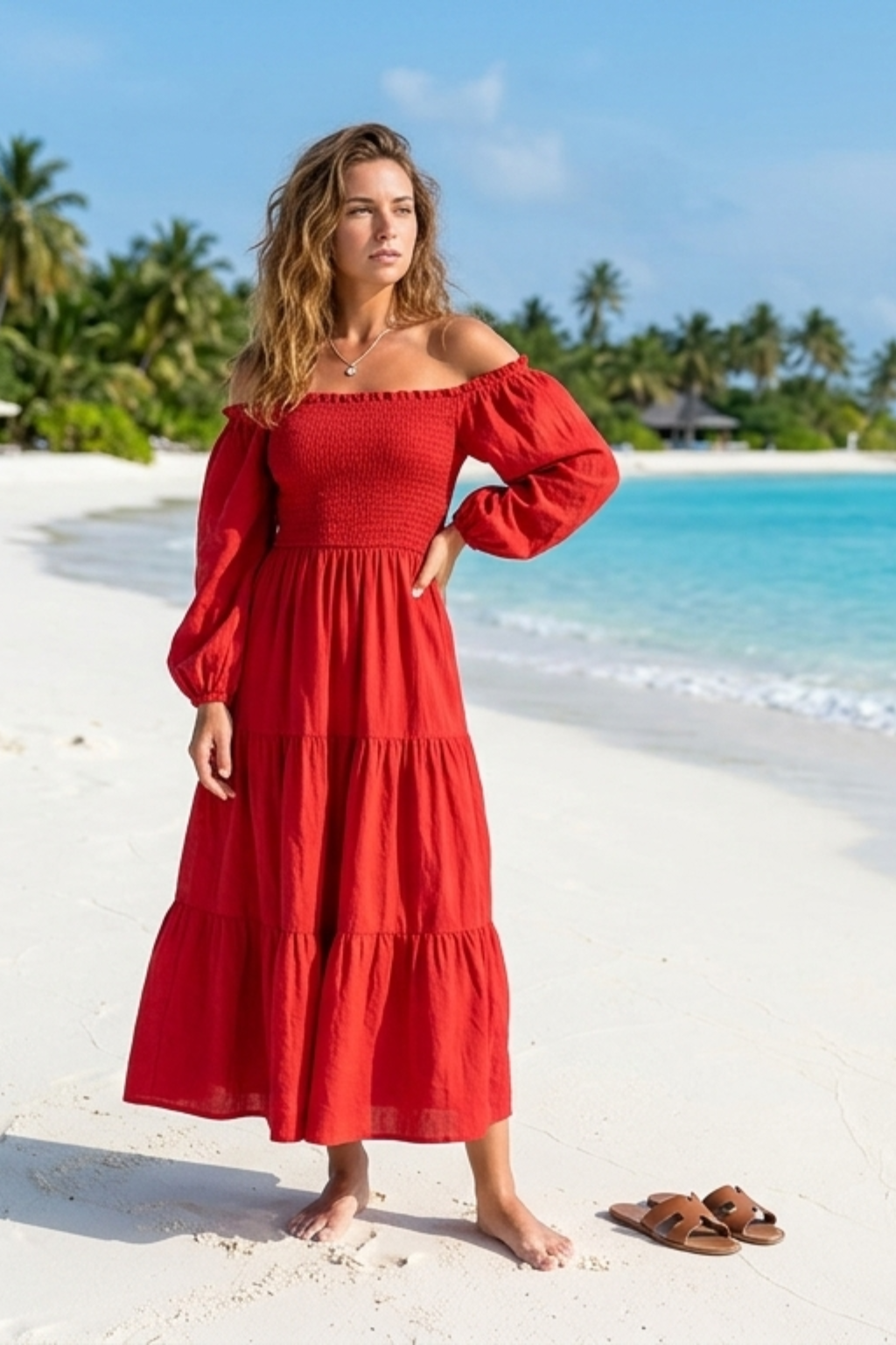 Basic Wear Club | Plain Long Sleeves Rayon Cotton Dress – Casual Summer Dress for Women