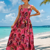 Basic Wear Club | Flory Rayon Cotton Sleeveless Maxi Dress | Summer Dress for Women