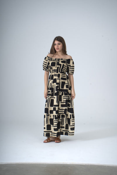 Rayon Cotton short Sleeves bohemian maxi dress