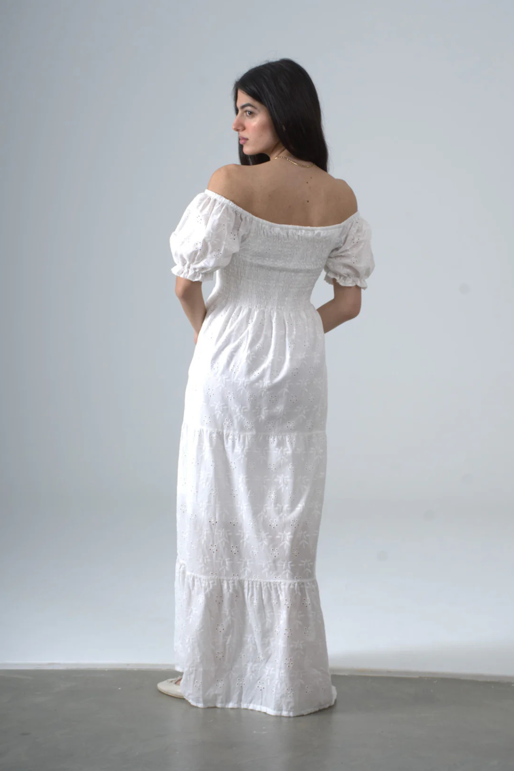 Light Embroidered Cotton Short Sleeves Dress