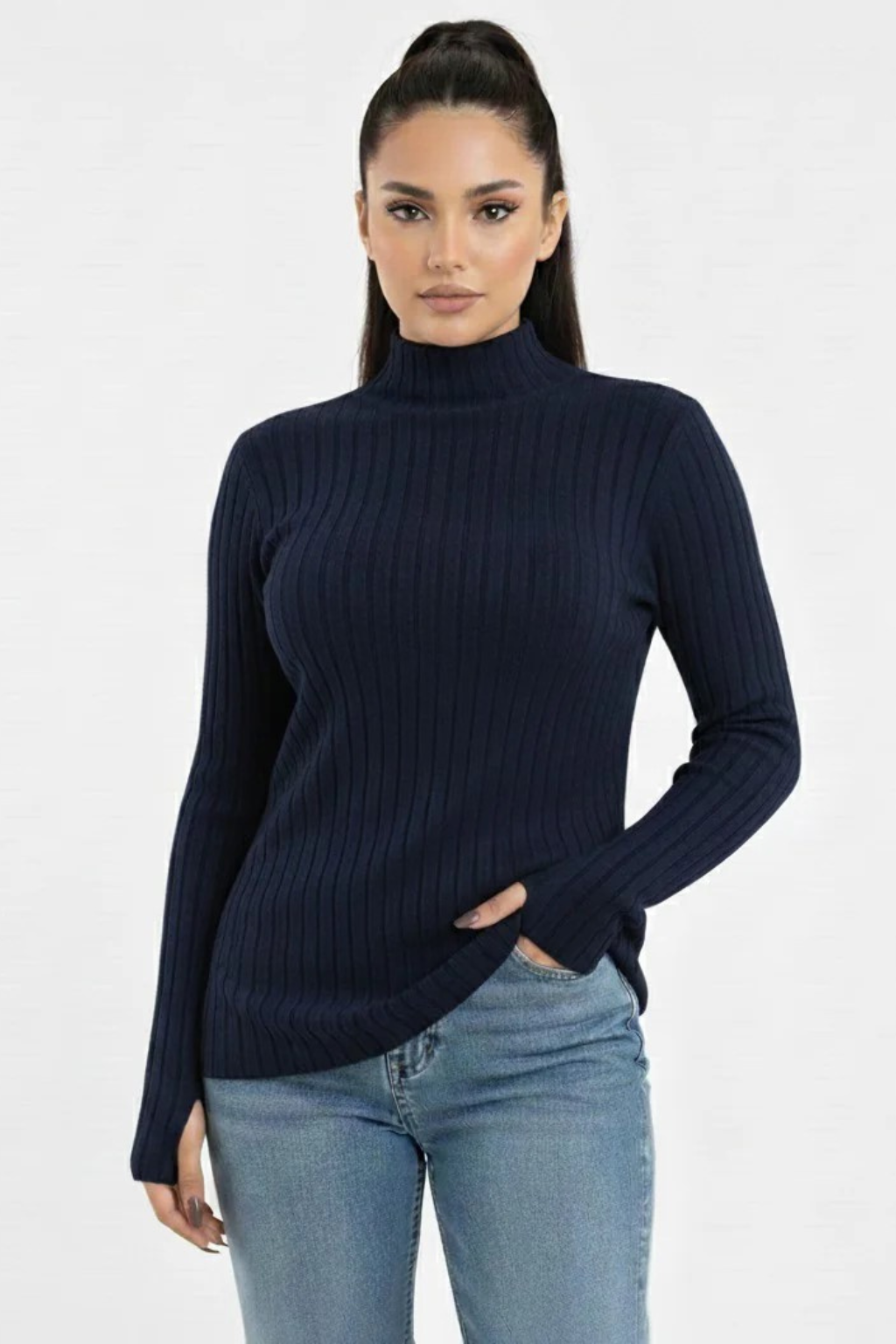 Turtleneck Knit Basic Sweater
