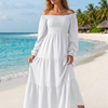 Basic Wear Club | Plain Long Sleeves Rayon Cotton Dress – Casual Summer Dress for Women