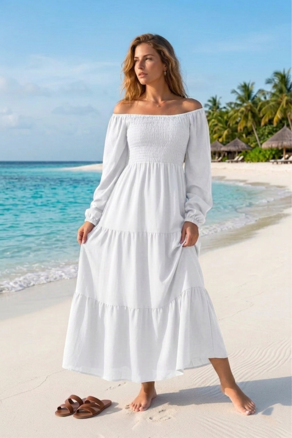 Basic Wear Club | Plain Long Sleeves Rayon Cotton Dress – Casual Summer Dress for Women