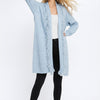 Textured Knit Long Cardigan – Open Front with Fringe Trim
