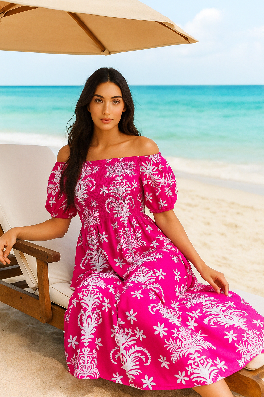 Flory Rayon Short Sleeves Maxi Dress