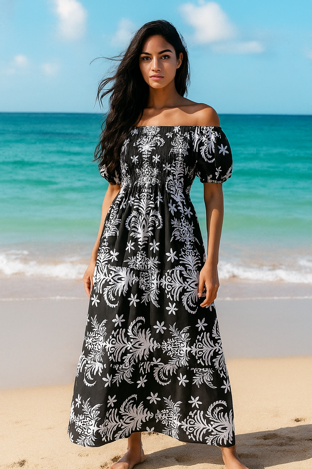 Flory Rayon Short Sleeves Maxi Dress