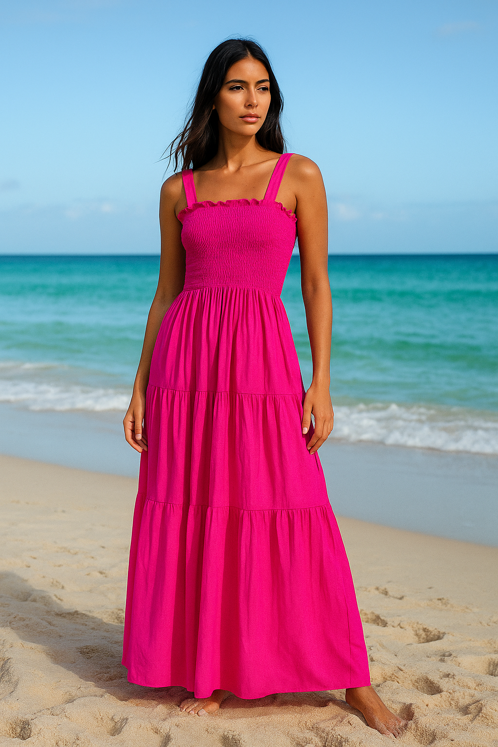 Plain Rayon Sleeveless Maxi Dress