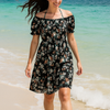 Floral Short Sleeves Mini Dress