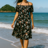 Floral Short Sleeves Mini Dress
