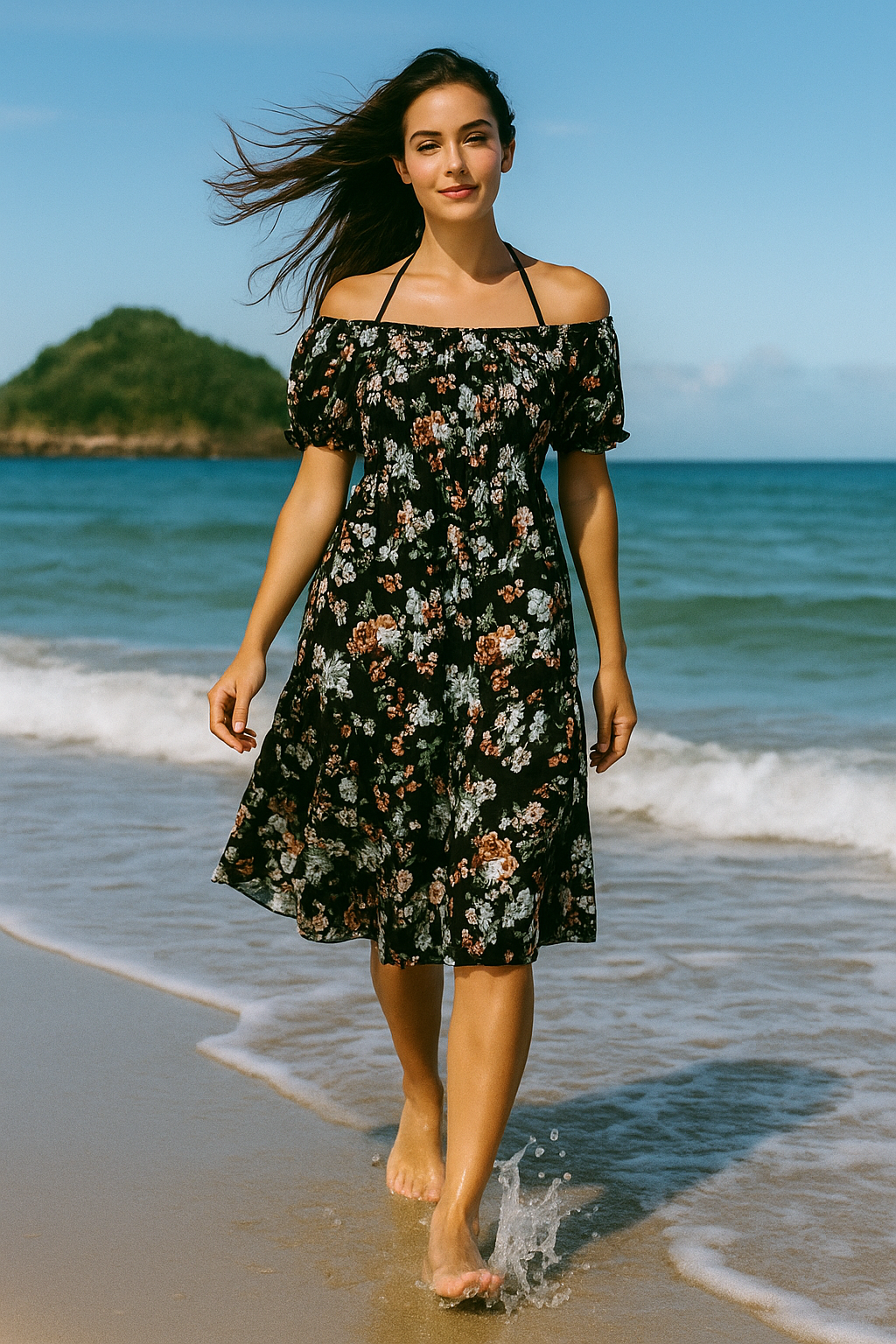 Floral Short Sleeves Mini Dress