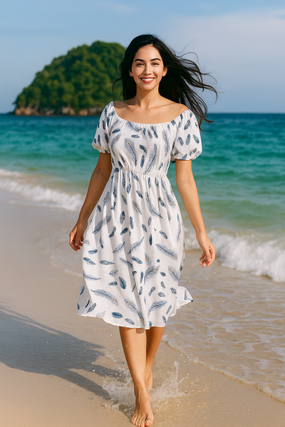Floral Short Sleeves Mini Dress