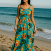 Flory Rayon Cotton Sleeveless camouflage Maxi Dress