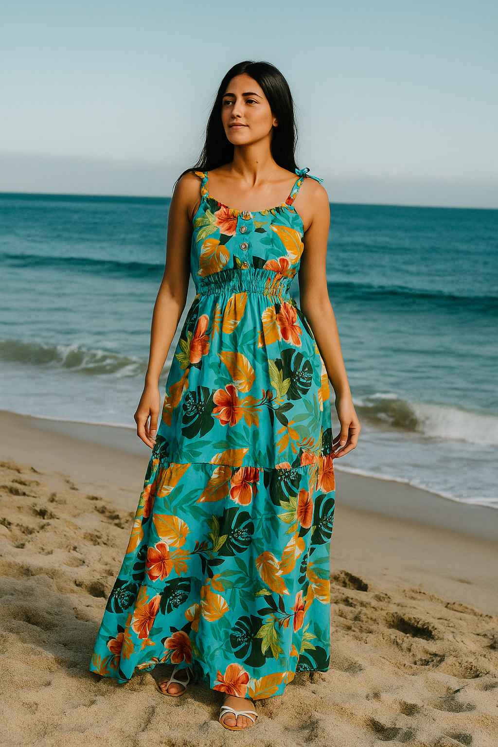 Flory Rayon Cotton Sleeveless camouflage Maxi Dress