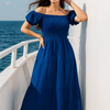 Plain Rayon Short Sleeves Maxi Dress