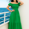 Plain Rayon Short Sleeves Maxi Dress