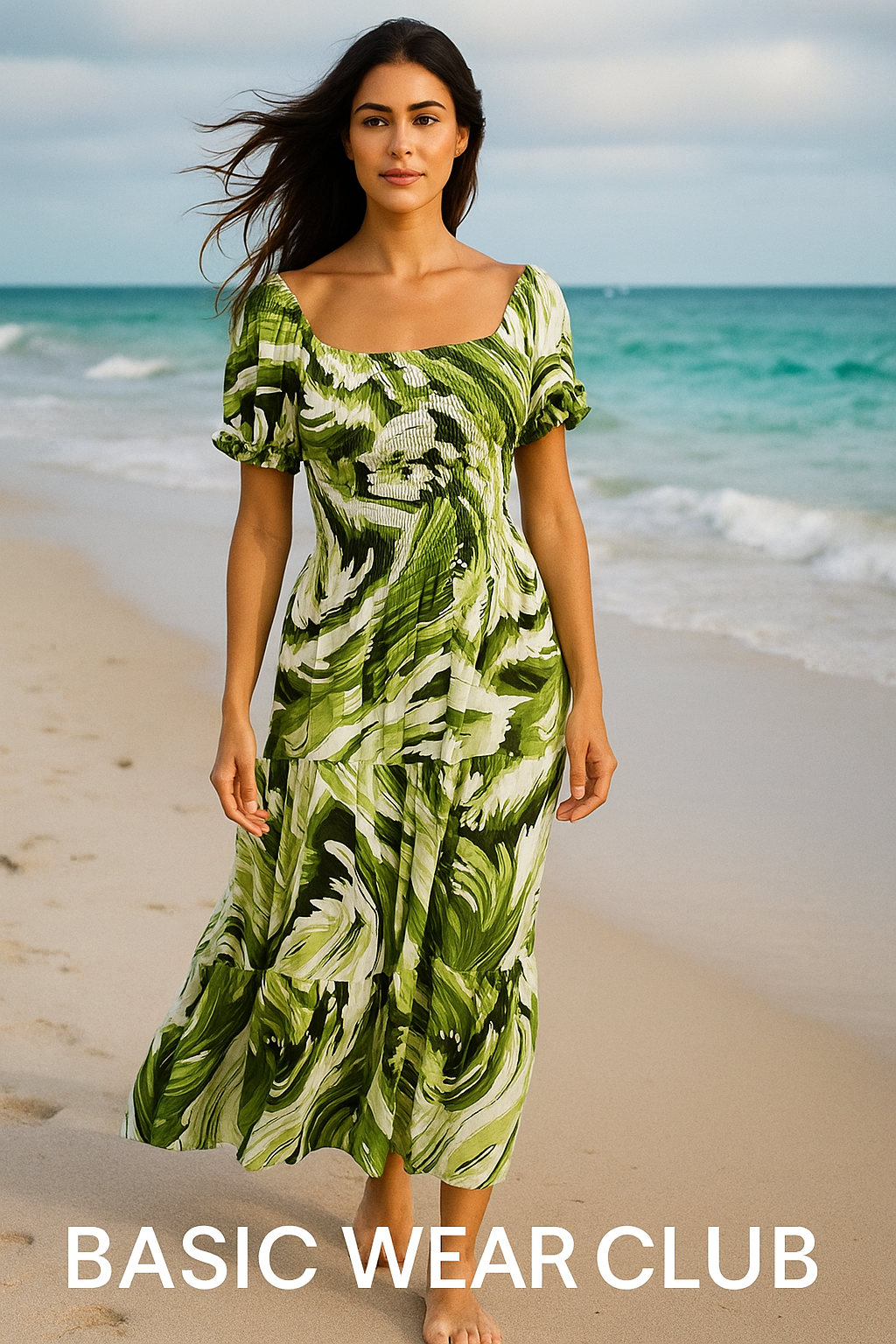 Blue Floral Short Sleeves Maxi Dress