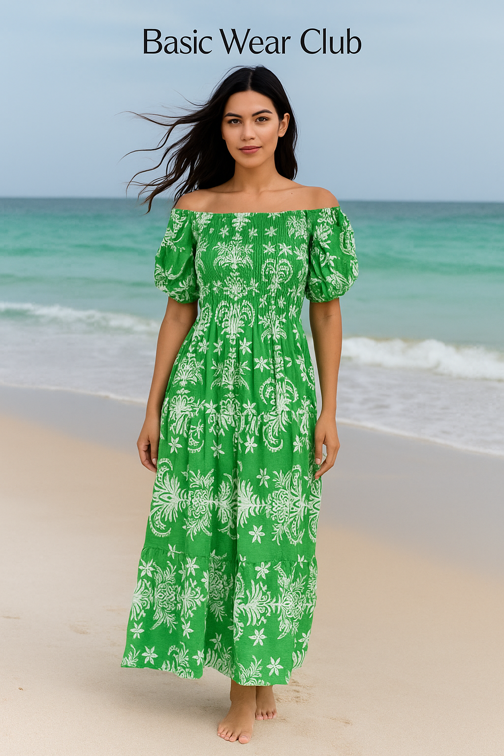 Flory Rayon Short Sleeves Maxi Dress