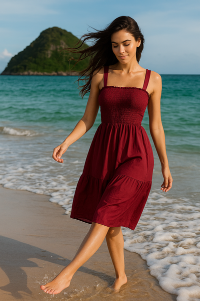 Plain Mini Sleeveless Rayon Cotton Dress