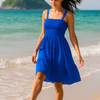 Plain Mini Sleeveless Rayon Cotton Dress