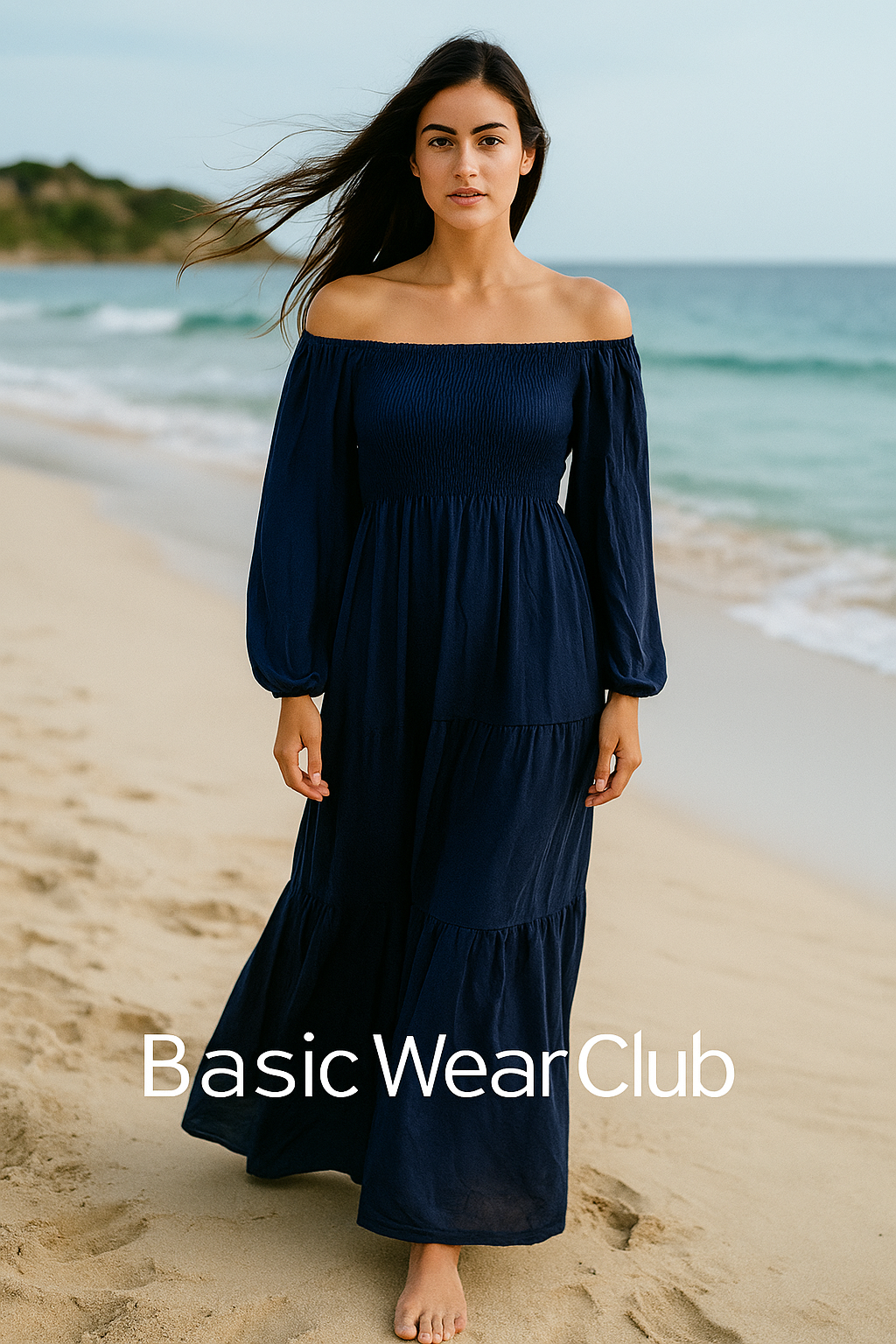 Plain Long Sleeves Rayon Dress