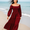 Plain Long Sleeves Rayon Dress
