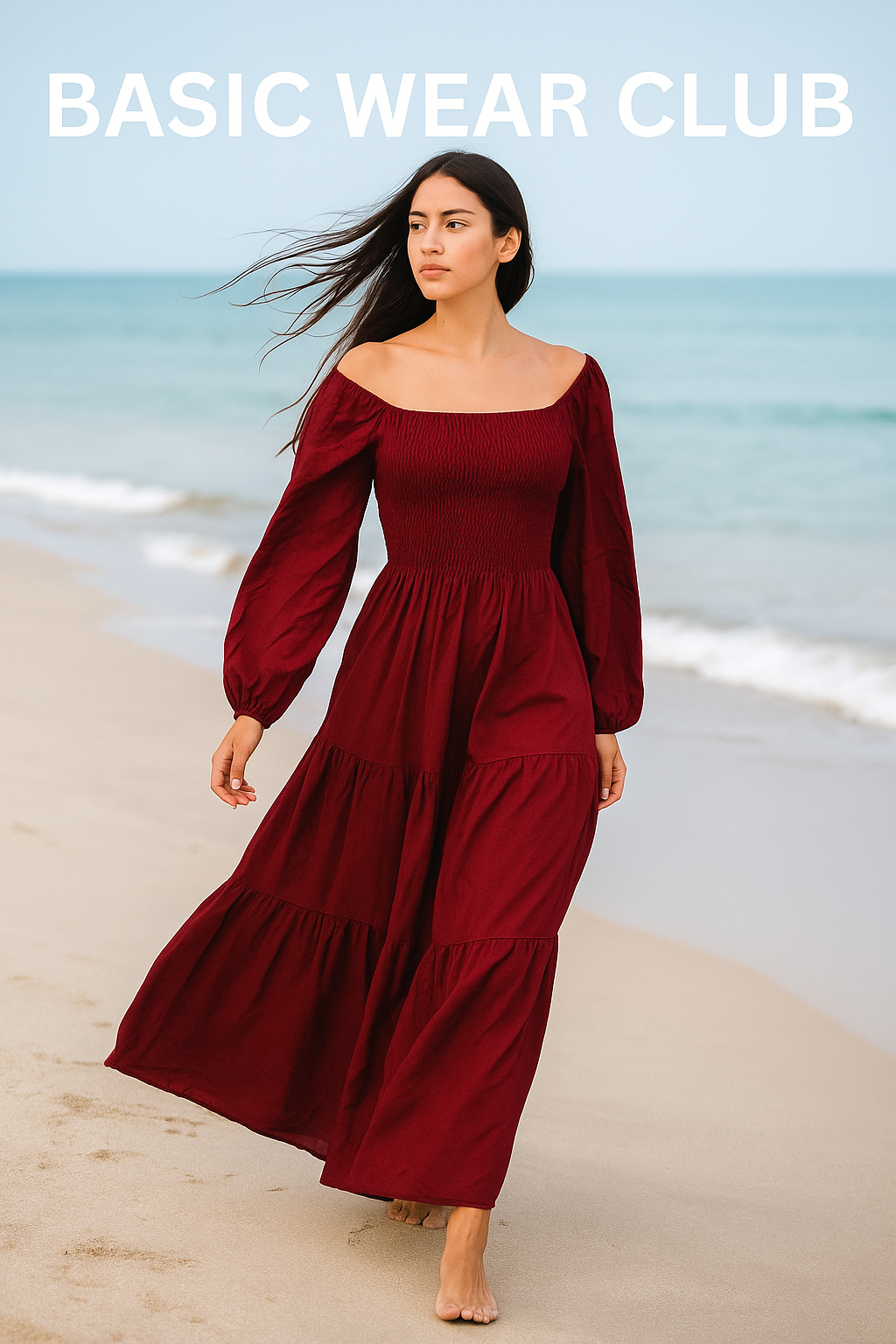 Plain Long Sleeves Rayon Dress