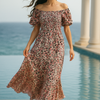 Floral Short Sleeves Maxi Dress