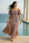 Floral Short Sleeves Maxi Dress